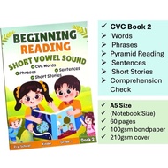 CVC BOOK 2 Beginning Reading Booklet for 3-7 yrs A5 Size 60 Pages with CVC Words Phrases Sentences A