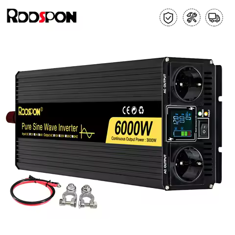 RDDSPON Pure Sine Wave Inverter 4000W 5000W 6000W DC 12V 24V 48V To AC 220V 50Hz 60Hz Portable Power