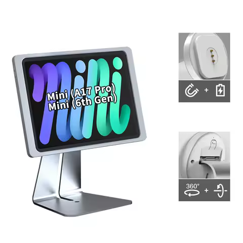 EMONITA Magnetic Stand on Desk with Case for iPad Mini (6th Gen, A17 Pro) 8.3-Inch, Classic L Shape,