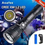 Asafee 2500LM Scuba Diving Light 50 Meter L2 Waterproof Underwater LED Flashlight Diving Camping Lan