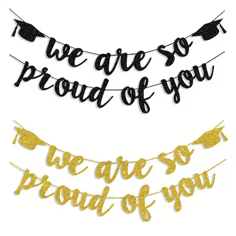 Graduation Season Party Backdrop Decoration Banner 'We Are So Proud Of You' Letters Banners