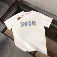 HOT_DIOR High Version 24S Summer New CD Color Printed Letter Pattern Round Neck Short-sleeved Fashion Trend T-shirt For