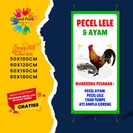 Cetak Spanduk Banner Pecel Lele Dan Ayam Putih MMT Spanduk Custom 60x160