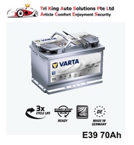 Varta AGM Car Battery E39 - 70Ah CCA 760A