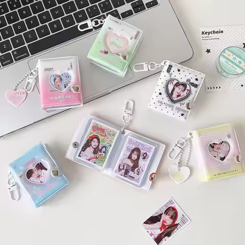 Cartoon Heart Photobooth Photo Album Keychain Pendant 2 Inch ID Photo Card Binder