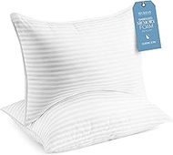 Beckham Hotel Collection Queen Size Memory Foam (Adjustable Fill) Bed Pillows Set of 2 - Cooling Shr