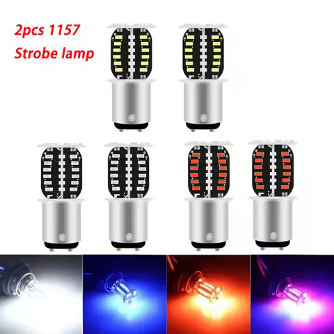 2pcs 1157 LED Bulb 1157 BAW15D LED Bulb Brake Lights Motorcycle Strobe Red Taillight Flashing Stop L