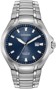 Citizen Eco-Drive Paradigm Mens Watch Super Titanium Modern Silver Bracelet Blue Dial