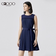 G2000 Women's New Style Round Neck Sleeveless Dress Stitching Plaid Narrow Waist Slimmer Look Skirt