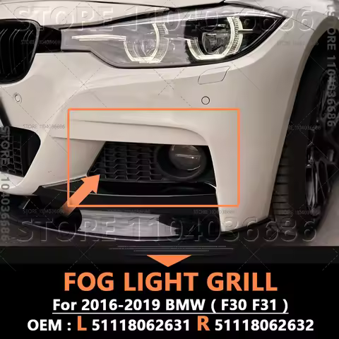 For 2016-2019 BMW 320i 328i 328d 328dx 330i 330e 340i (F30 F31) Front Bumper Fog Light Grill Grille 