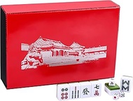 TWBTC 30MM(1.2") Chinese Green Mahjong Sets with 144 + 2 Melamine Tiles and Portable Travel Carry Box and Handbag Complete Mahjong Game Set - (中国麻将)