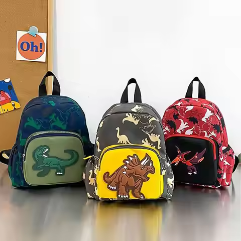 Durable Cartoon Dinosaur School Bag Portable Large Capacity Backpack Lightweight Kindergarten Should