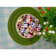 Block letter beads, box letter beads, monte letters, alphabet beads