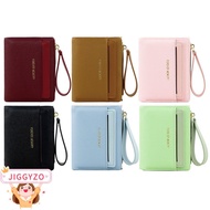JIGGYZO Coin Purse, Solid Color PU Leather Short Wallet, Fashion Zipper Money Bag Women