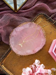 1入組迷你人造瑪瑙紋理首飾托盤粉紅色閃光樹脂戒指家用收納托盤