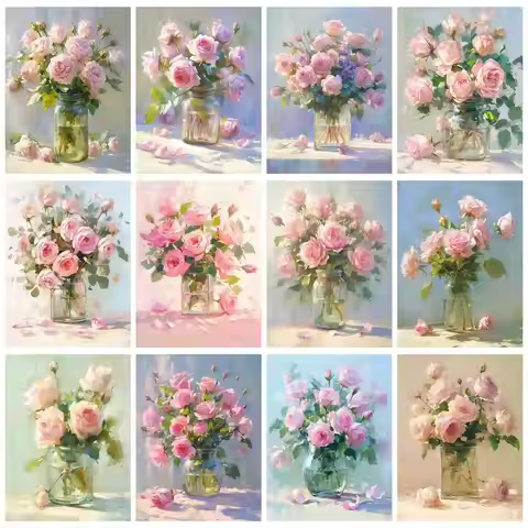 PhotoCustom Paint By Numbers Flowers DIY Paint For Painting By Numbers On Canvas Home Decor Wall Art