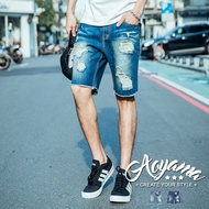 Summer Focus Brush Color Splash Paint Destruction Denim Denim Shorts [A1623] AOYAMA AOYAMA