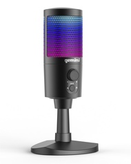 Sound GSM100USB PC Computer USB Condenser Microphone with RGB LED Lights Headphone Jack Volume and B
