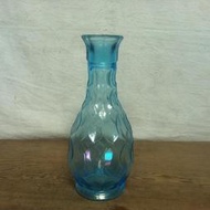 WH7251【四十八號老倉庫】全新 早期 台灣製 淺藍色 龜甲 氣泡 玻璃 花瓶 高25.5cm【懷舊收藏擺飾道具】