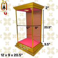 ตู้ครอบพระ ตู้ใส่พระ ตู้โชว์ ตู้ กรอบพระ กล่องกระจกใส่พระ ตู้ครอบพระฉากหลังลายไทยเทพพนม ครอบพระ พระพ