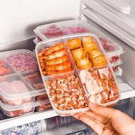 4 Grids Refrigerator Frozen Meat Transparent Preservation Box / Portable Sealed Sub-Packed Box / Vegetable Fresh Food Storage Box with Lid / Kitchen Heatable Organizer Container