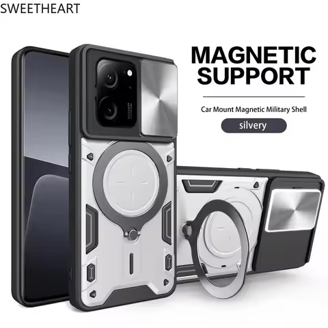 Magnetic Adsorption Slide Camera Armor Rotation Case For Xiaomi POCO X6 X5 X4 M6 F6 F5 M4 13T 12T 11