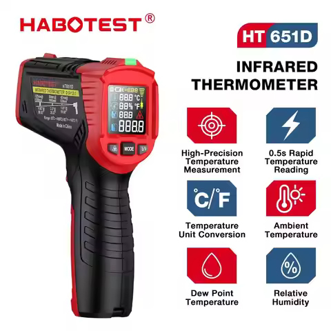 HABOTEST HT651D Infrared Thermometer Laser Temperature Meter -50-800℃ Non-contact Industrial Infrare
