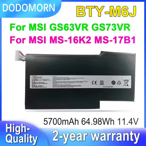 DODOMORN For MSI GS63VR GS73VR 6RF-001US 7RF-258CN MS-16K2 MS-17B1 Laptop Battery BTY-M6J 11.4V 64.9