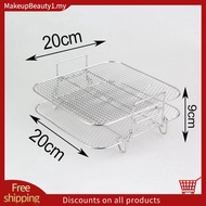 Stainless Steel Air Fryer Pot Double Layer Rack Versatile Square Roasting Grill Air Fryers Holder 5Q