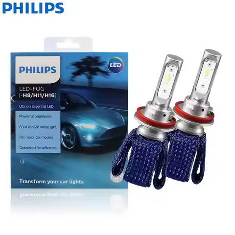 Philips H11 Fog Lamp LED Ultinon Essential H8 H16 Headlight Bulbs 12V 16W 6000K Bright White Auto Ge