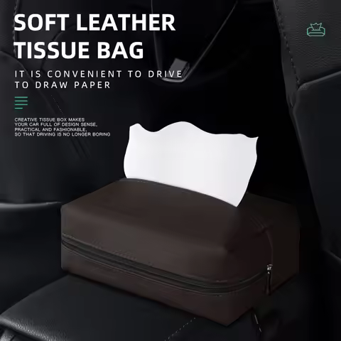 Nappa Leather Car Tissue Box Holder Car Center Console Armrest Napkin Box Sun Visor Backseat Tissue 