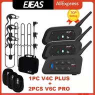 EJEAS V4C PLUS+2PCS V6C PRO 3 Users Referee Intercom Headset 1200M Full Duplex Bluetooth Headphone S