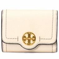 【TORY BURCH】雙T-LOGO皮革短夾-米白色