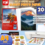 FCI Self-Adhesive Glossy Photo Paper A4 210mm x 297mm (20 SHEETS 5760dpi)Waterproof Idea for Student