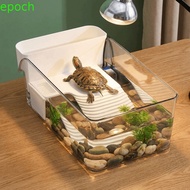 EPOCH Turtle Tank, Dry Wet Separation Plastic Reptile Terrarium, Habitat Box Basking Area with Climb