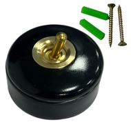 1 Way 2 Way Wall Retro Ceramic Toggle Switch Metal Lever Creative Momentary Switch Led Black White B