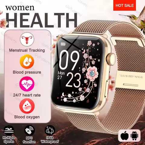 2026 Smart Watch 24/7 Women Health Full Touch Screen BT Call Waterproof Watch Sports Fitness Tracker