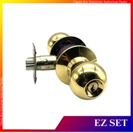 EZSET Door knob Cylindrical Polish Brass BP-100CU-BA-US3