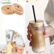 MOLIHA Beer Bottle Canning Caps, Mason Jar Lids Straw Lid With Glass Hole Bamboo Wood Lids, Silicone Seal Ring Bamboo Caps Drinkware Bottle Cap Cup Covers