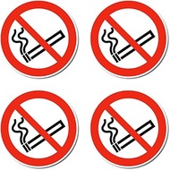 No Smoking Prohibition Sign: P002 - DIN EN ISO 7010 / ASR A1.3 - Sticker: Diameter 7.5 cm, Pack of 4
