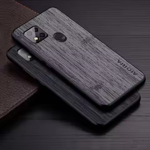 Case for Redmi 9 9A 9C 9T coque bamboo wood pattern PU Leather cover funda Luxury phone for Redmi 9A