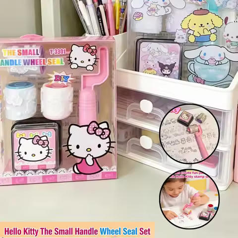 Hot SALE Sanrio Hello Kitty DIY Roller Stamp Set, Cartoon Design for Kids, Hello Kitty Ideal Reward 
