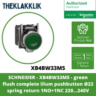 SCHNEIDER - XB4BW33M5 - green flush complete illum pushbutton Ø22 spring return 1NO+1NC 220...240V