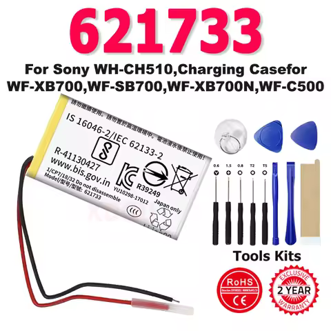 New Wireless Headset Battery 621733,1588-0911 For Sony WH-CH510,Charging Casefor WF-XB700,WF-SB700,W