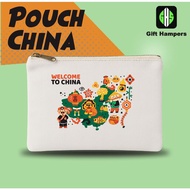 Souvenir Pouch Chinese Souvenir Chengdu Zipper Pouch Drill Material White Color Many Image Choices
