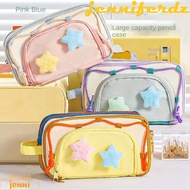 JENNIFERDZ Y2K Star Stationery Bag, 7 Multilayer Desktop Storage Korean Pencil Case, Cute Cosmetics 