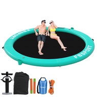 FBSPORT Inflatable Dock Floating Platform, 8ft Inflatable Water Hammock Floating Deck for Lake W/Cup