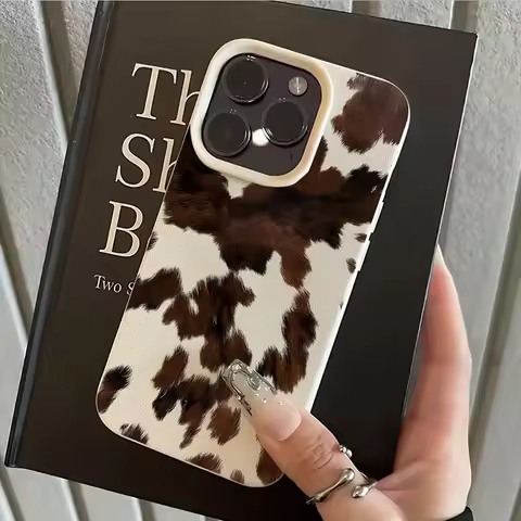Creative Milk Cow Pattern Lichee leather pattern Phone Case For Vivo V60 V50 V40 V30 V30E V29 27 Pro