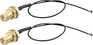 Futheda 2pcs U.FL IPX IPEX MHF4 to RP-SMA Female Bulkhead Mount WiFi Antenna Extension Cable 0.81mm 