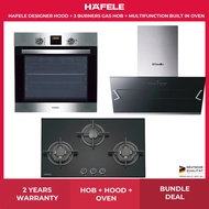 Hafele 90cm Designer Hood + 3 Burners Gas Hob (TG) + Built In Oven (538.61.849)